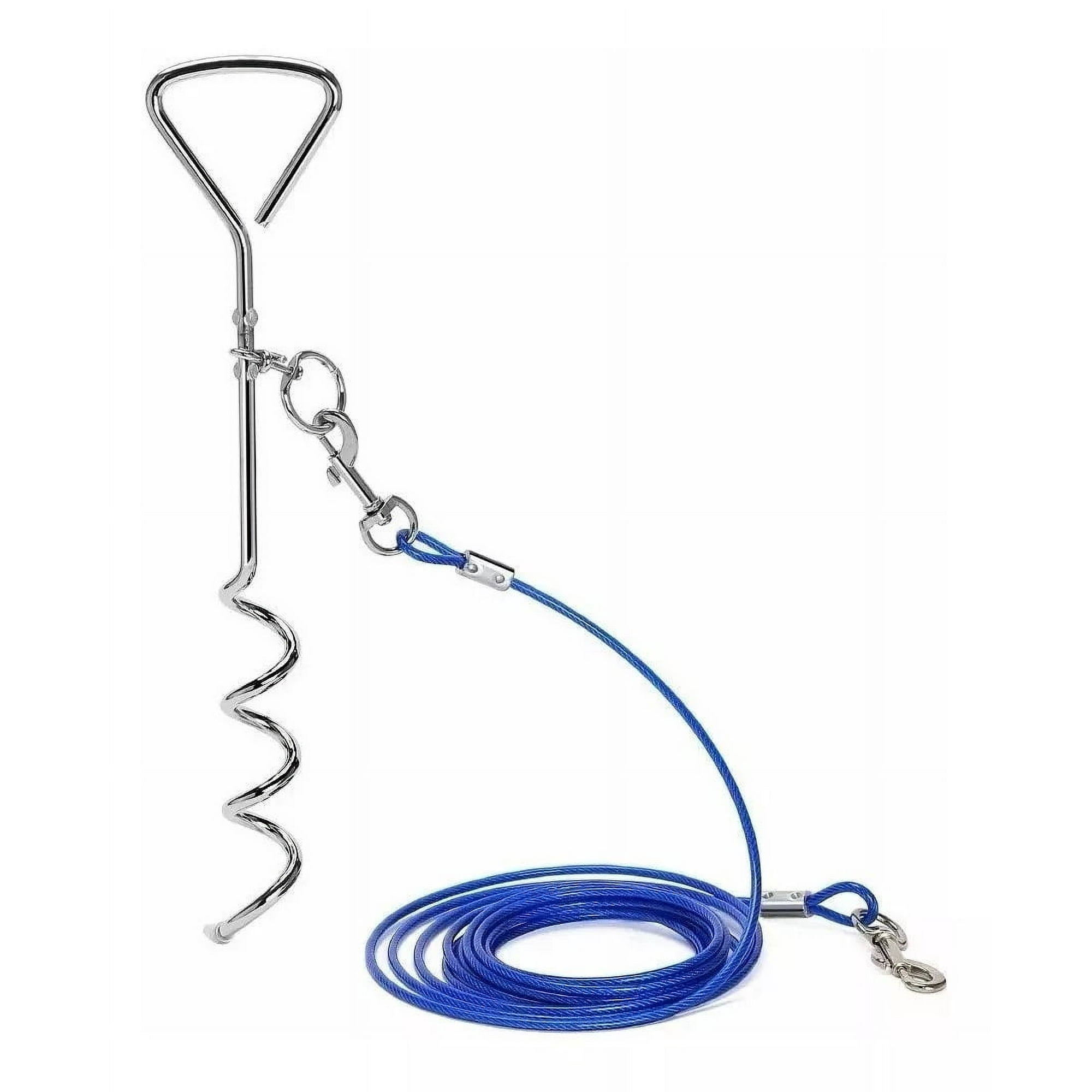 Defensor - Estaca Espiral Para Fijación En Tierra Perros, Mascota, 5 Metros, Azul