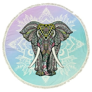 Zahr - Toalla Playa Redonda Estampada Elefante Frente