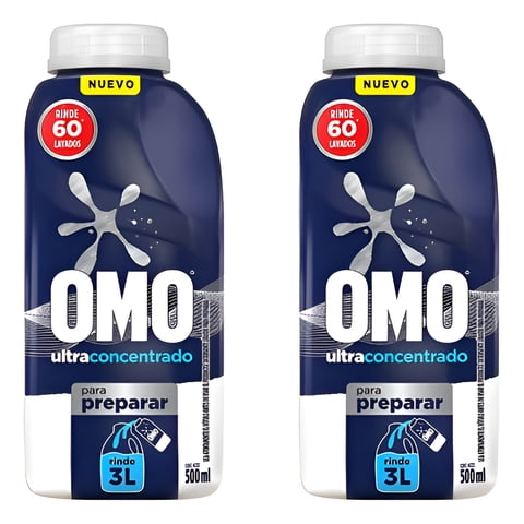 Pack X 2 Detergente Líquido Omo Ultra Power Diluible 500 Ml