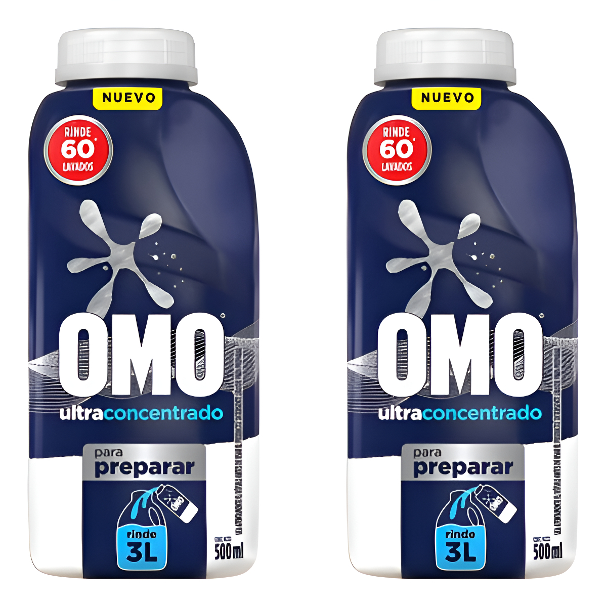 Pack X 2 Detergente Líquido Omo Ultra Power Diluible 500 Ml
