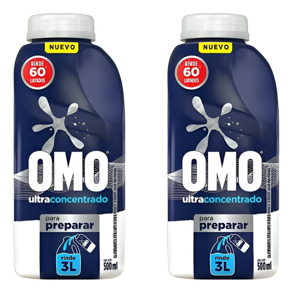 Pack x 2 Detergente Líquido Omo Ultra Power Diluible 500 ml