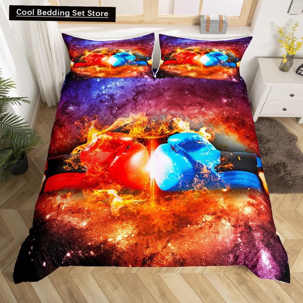 Boxing Duvet Cover Gamer Competitive Sports Bedding Set Galaxy Bright Colorful Quilt Cover Polyester Comforter Cover Bed Sheets