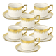 thumbnail image 1 of Juego taza platillo apilable borde decorativo Café blanco #4, 1 of 3
