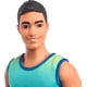 thumbnail image 3 of Muñeco Barbie Fashionistas Ken Con Cabello Negro Con Camiseta Sin Mangas Ombre Azul Y Verde Shorts De Jean Y Zapatillas Plateadas, 3 of 3