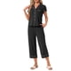 thumbnail image 2 of INSPIRE CHIC Conjunto de Pijama de Manga Corta para Mujer con Botones para Lactancia, Pantalones Capri y Bolsillos S Negro, 2 of 6