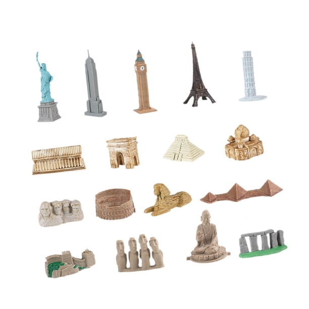 Modelos arquitectónicos emblemáticos de todo , juguetes educativos, modelos de construcción en miniatura para regalo de cumpleaños , 17 Piezas