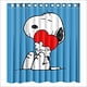 thumbnail image 1 of Cortina de ducha con forma de corazón de Snoopy, juego de cortinas de baño con ganchos, tamaño 66 x 72 pulgadas, 1 of 3