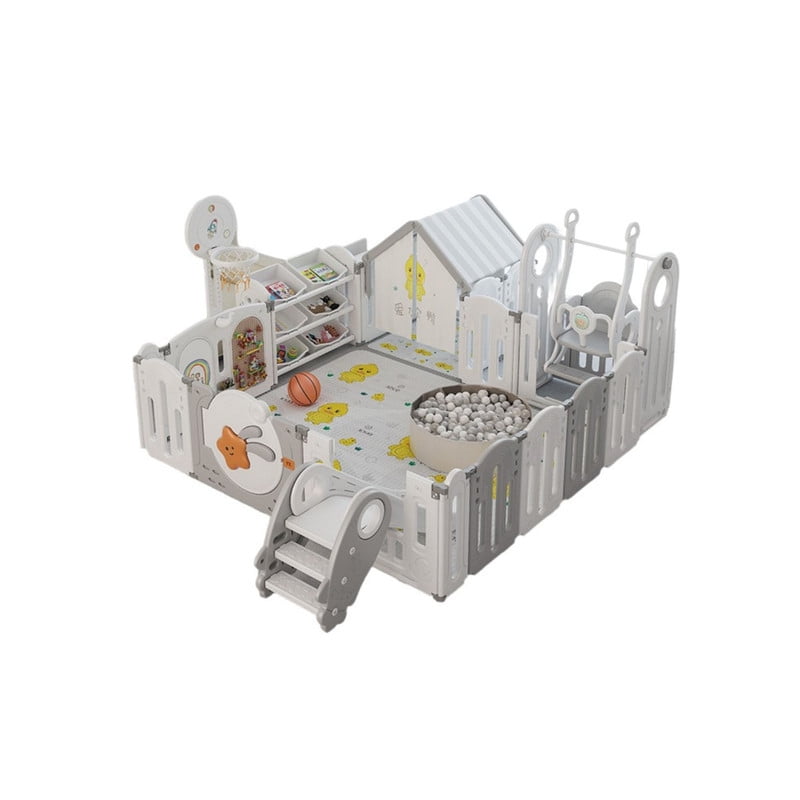 Babyluna - Corral Parque De Juegos Xxl Con Casita + Tobogán + Alfombra