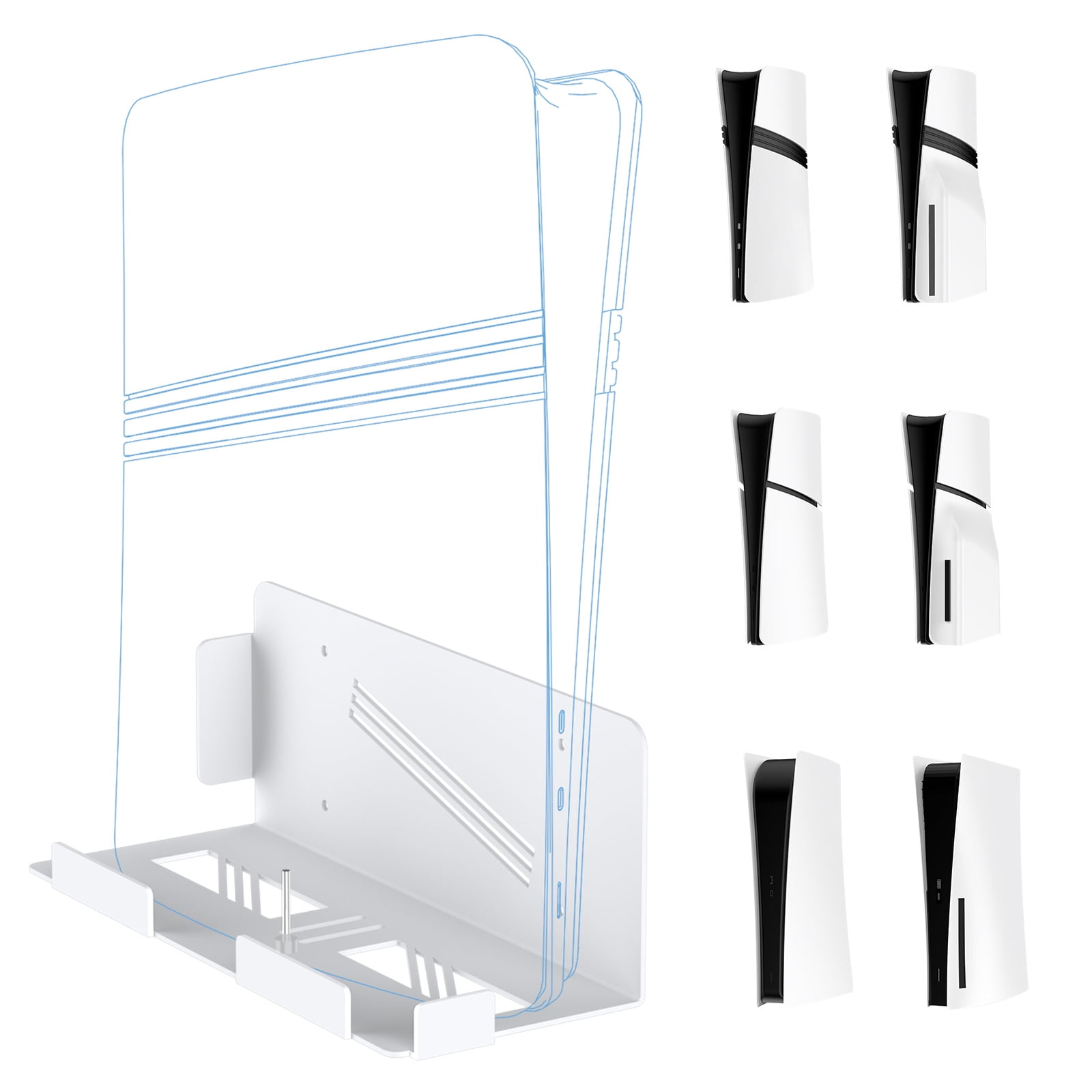 Genérico - Soporte De Pared Universal Compatible Con La Consola Playstation 5 Pro/slim - Soporte Organizador De Material Metálico Para Mandos De Juegos-blanco