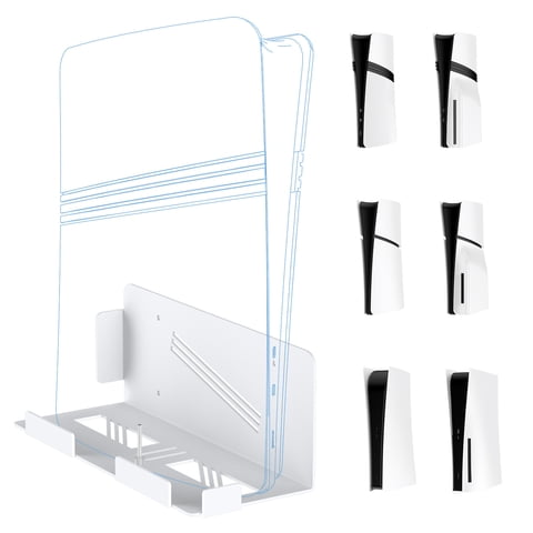 Genérico - Soporte De Pared Universal Compatible Con La Consola Playstation 5 Pro/Slim - Soporte Organizador De Material Metálico Para Mandos De Juegos-Blanco
