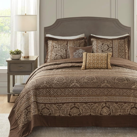 Juego de colcha Madison Park Bellagio reversible King Brown