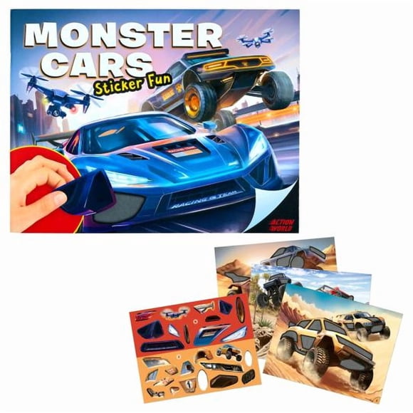 Cuaderno Action World Monster Cars Diversión con pegatinas