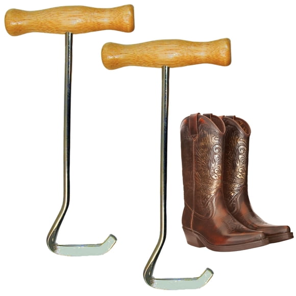Ganchos para botas Intrepid International con mango de madera, paquete de 2