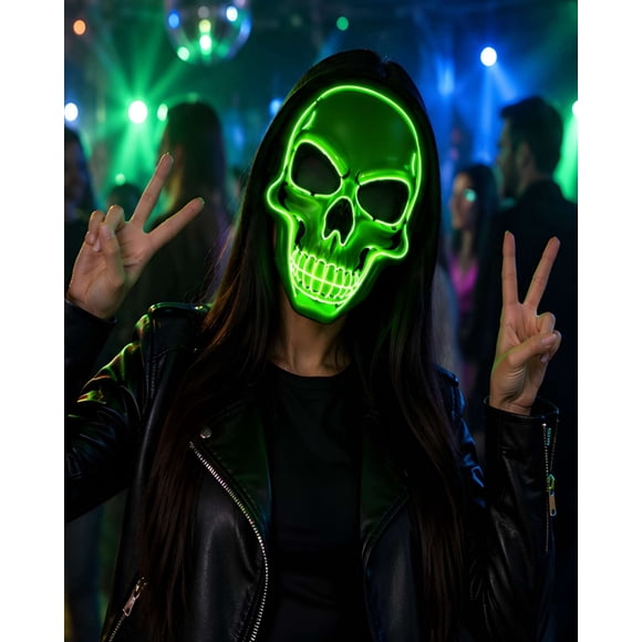 Mascara De Calavera Con Luz Led Para Halloween Y Fiestas