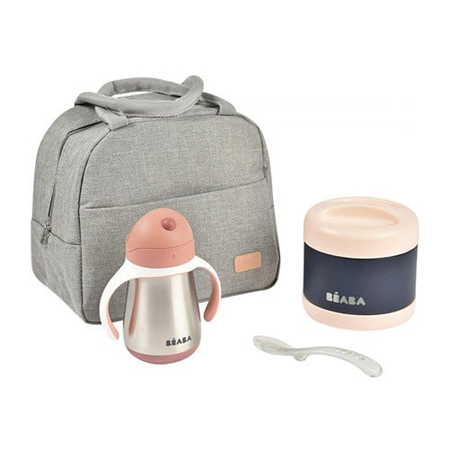 Lonchera Isotérmica On The Go Incluye Termo De 500ml. Acero Inoxidable Botella De Aceto Inox Y Cuchara, Beaba