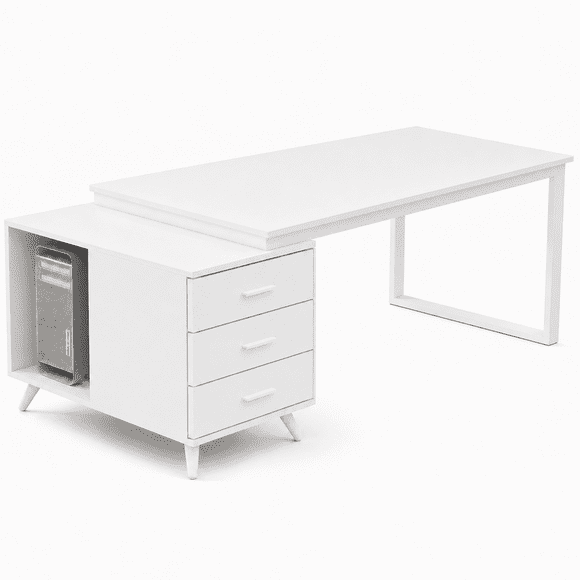 Escritorio Atlas Blanco 140 Cm Con Cajones Para Home Office
