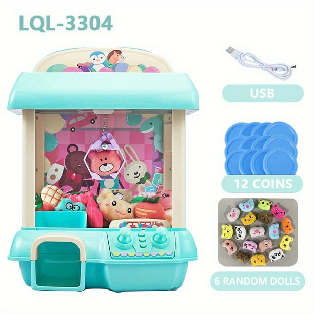 Assembling Children's Grabbing Doll Machine Small Household Mini Clip Doll Machine Coin-operated Gashapon Candy Boy And Girl Toy Doll Random