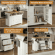 thumbnail image 2 of Large Kitchen Island with 2 Drop Leaf,Rolling Kitchen Cart on 5 Wheels with Power Outlet,Folding Storage Dining Table with Spice & Towel Rack , 3 Drawers, for Kitchen, Dining Room,White, 2 of 3