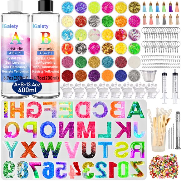 Kit de Resina IGaiety para Principiantes con Molde de Alfabeto Invertido 400 ml