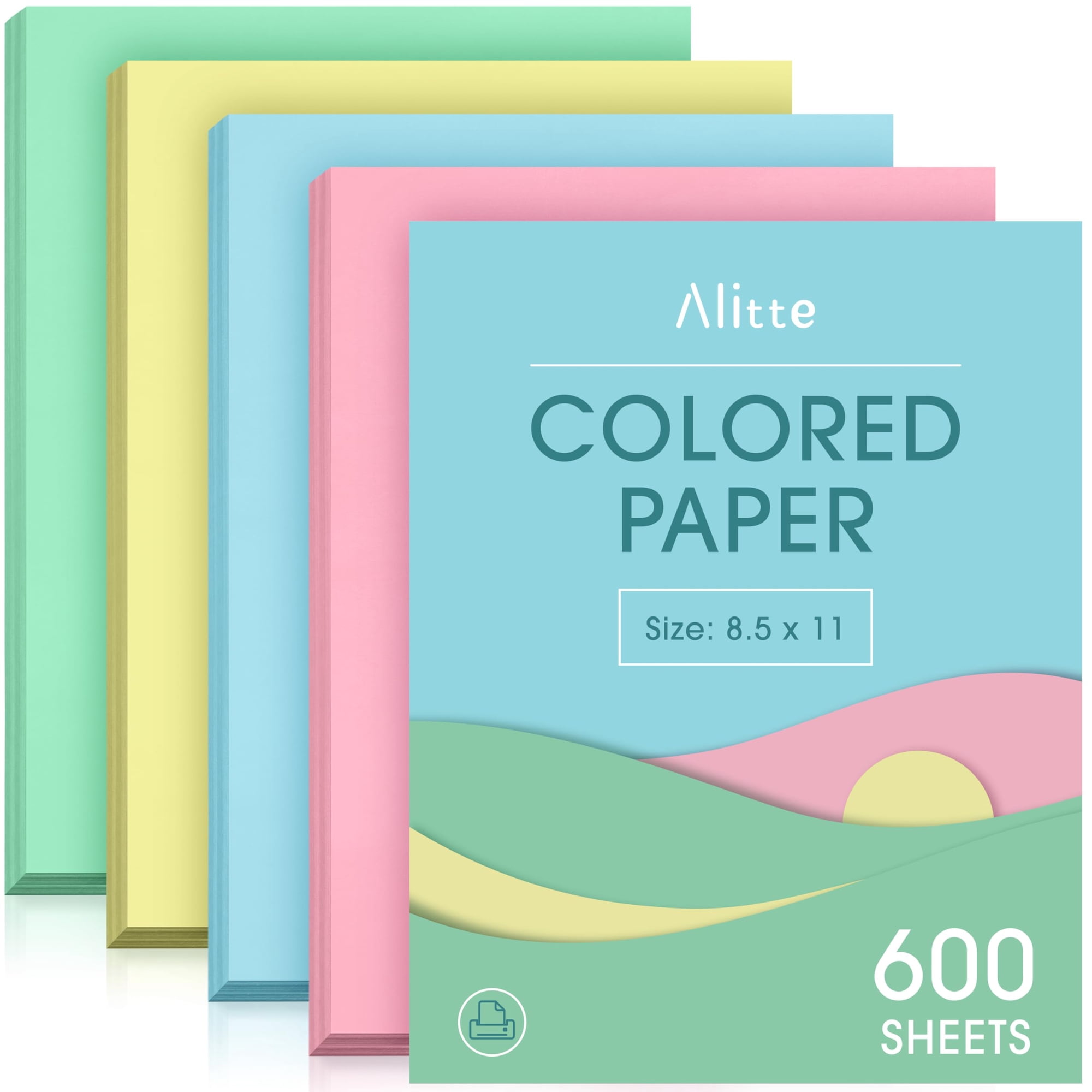 Colored Paper Alitte, 8.5 X 11, Paquete De 600 Hojas, Tamaño Carta, 150 Hojas