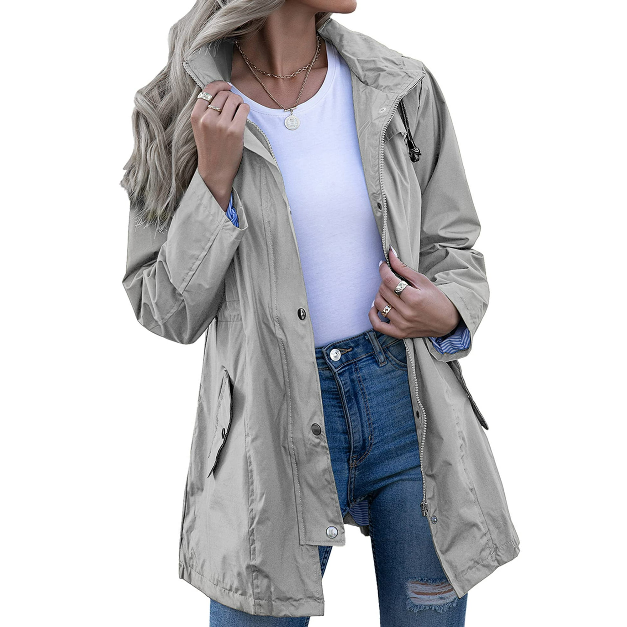 Kikibell - Chubasquero Para Mujer Impermeable Para Exteriores Color Gris