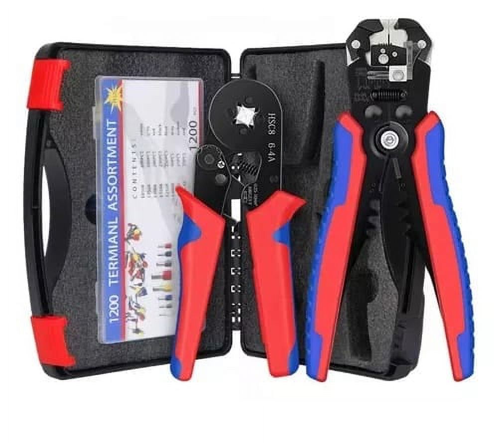 Partyglobos - Crimpeadora Alicate Prensa Pelacable + 1200 Terminales Profesional