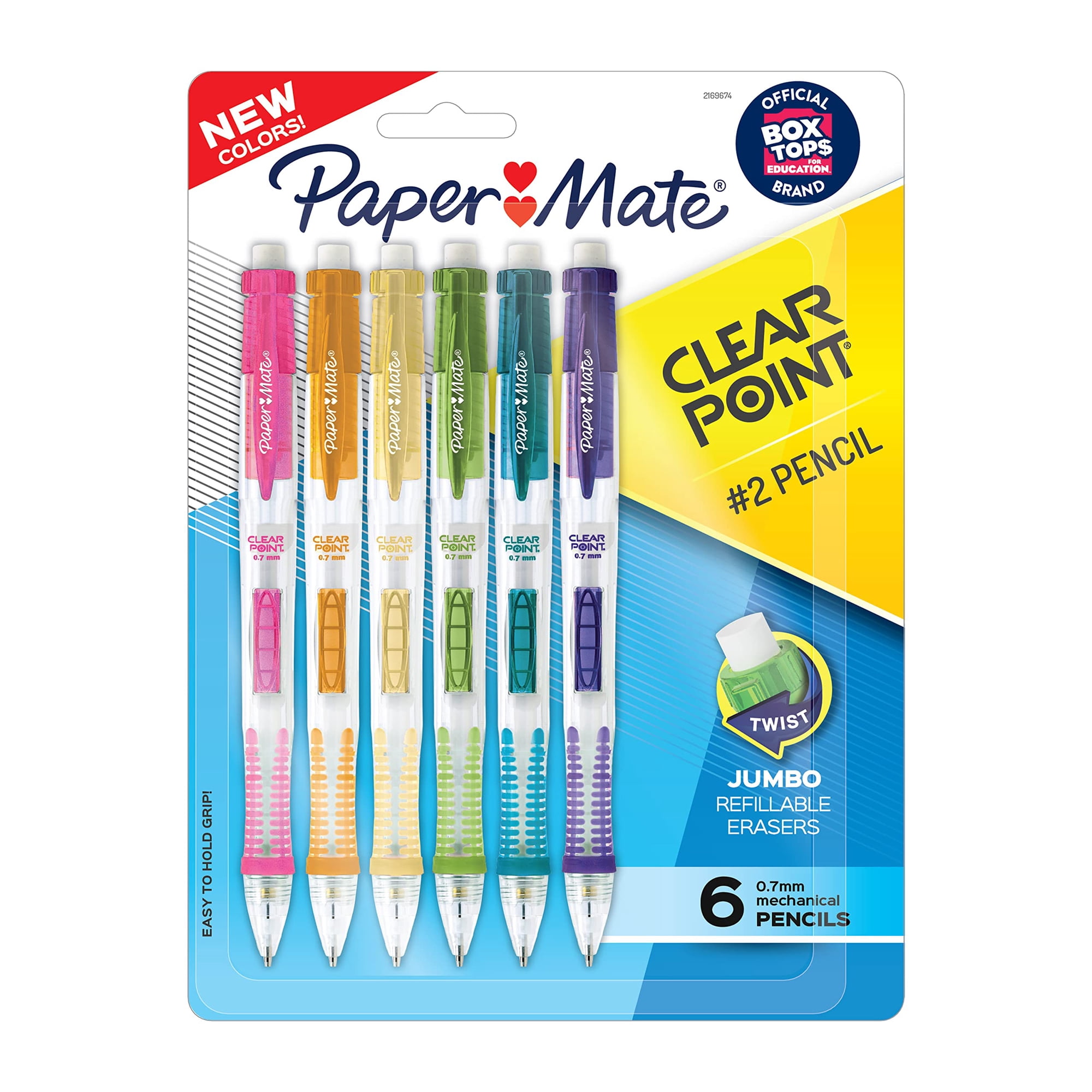 Lápices Mecánicos Paper Mate Clearpoint 0,7 Mm Hb #2, Paquete De 6