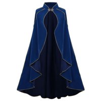 Xusx111 - Mujeres Medieval Mante Stand Collar Deluxe Velvet Gold Trim Cape Para Adulto (110 Cm Azul) Renacimiento Mante Con Capucha Mujeres Medieval Capucha Con Agujeros Para El Brazo Para Halloween