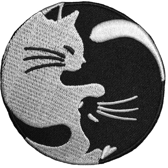 Parche Papapatch Cat Yin Yang, Kung-Fu, chino, símbolo del equilibrio del Tao, con el logotipo del símbolo del equilibrio, disfraz, apliques bordados para coser (Iron-Cat-Yin-Yang)