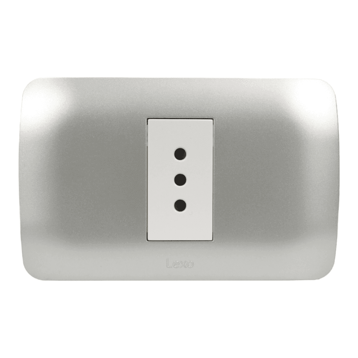 Enchufe Embutido Simple 2p+t 10a Blanco / Plata Armado - Lexo