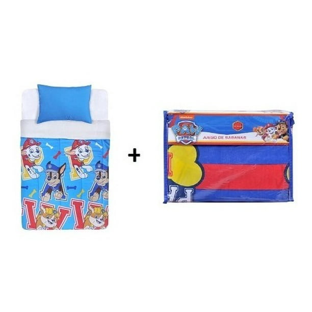 Pack Plumon Sherpa + Juego De Sabana Paw Patrol