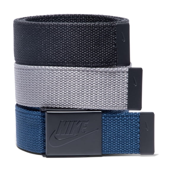 Cinturón Nike de 3 piezas con correas tejidas y hebilla negra mate