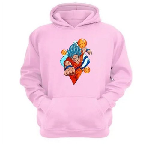 Genérico - Polerón Canguro Goku Rosa Talla Xs Unisex