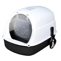 Magideal - Caja De Arena Para Gatos Con Capucha, Caja De Arena Para Mascotas, Caja De Arena Cerrada Y Cubierta, Portátil, Fácil De Limpiar, Extraíble, Para Gatos Negro
