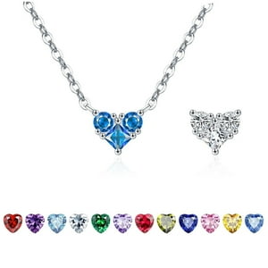 Collar Heshpaws S925 Sterling Silver Doble Faz Corazón Con Zirconia 5A Plateado