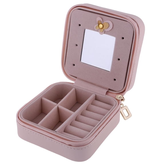 Caja De Joyería De Viaje Portátil Caja De Joyería Regalo De Almacenamiento Rosa