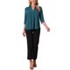 thumbnail image 2 of INSPIRE CHIC Tops de Mujer con Manga 3/4 Cuello en V Blusas Plisadas de Trabajo Elegantes Casual Modernas de Verano S Azul Pavo Real, 2 of 6