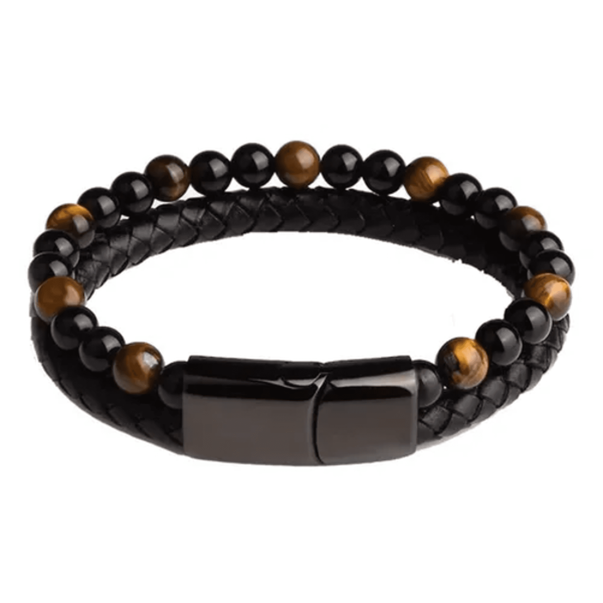 Genérico - Pulsera Piedra Cuero Broche Elegante Hombre