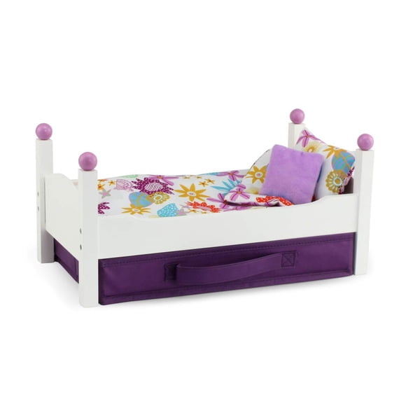 Cama individual blanca clásica Emily Rose de 14 pulgadas de Doll Furniture