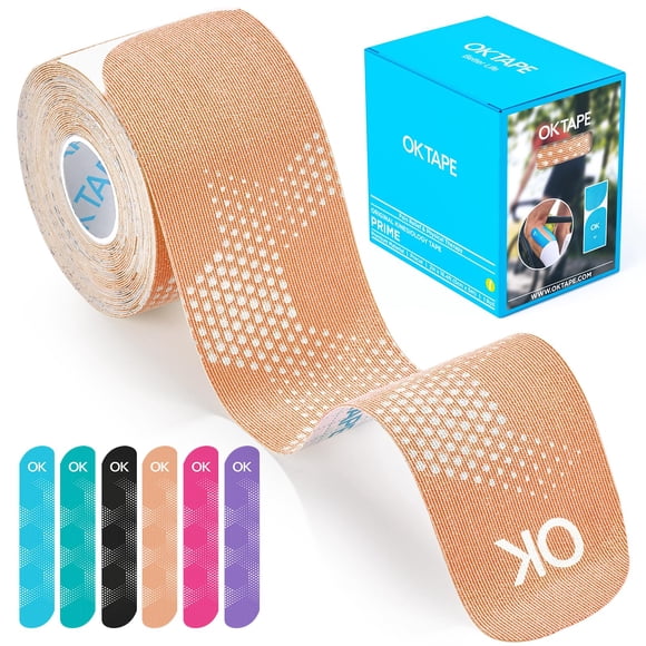 Cinta kinesiológica OK TAPE sintética, 20 tiras, impermeable, color beige
