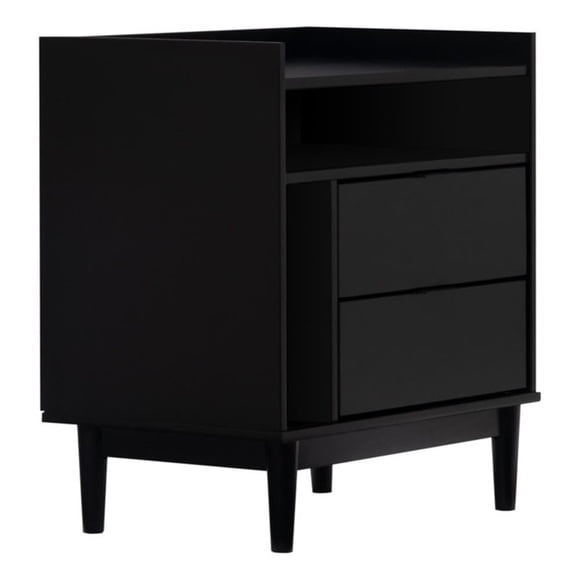 Mesita de noche Pemberly Row 64 cm negra de madera con 2 cajones
