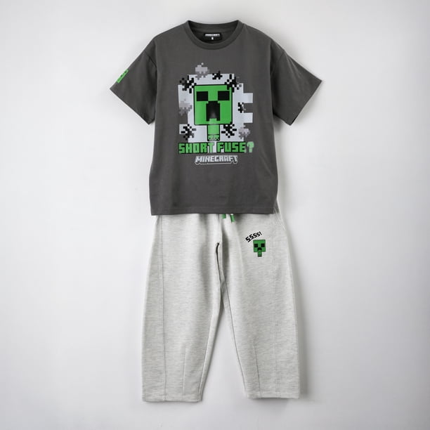 Conjunto Niño Minecraft Creeper Gris