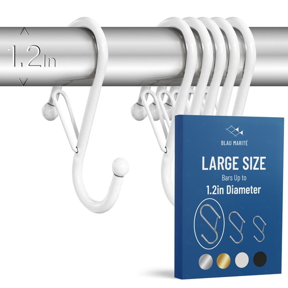 Ganchos en forma de S Blau Marité de metal pesado, paquete de 6 unidades, blancos (grandes)