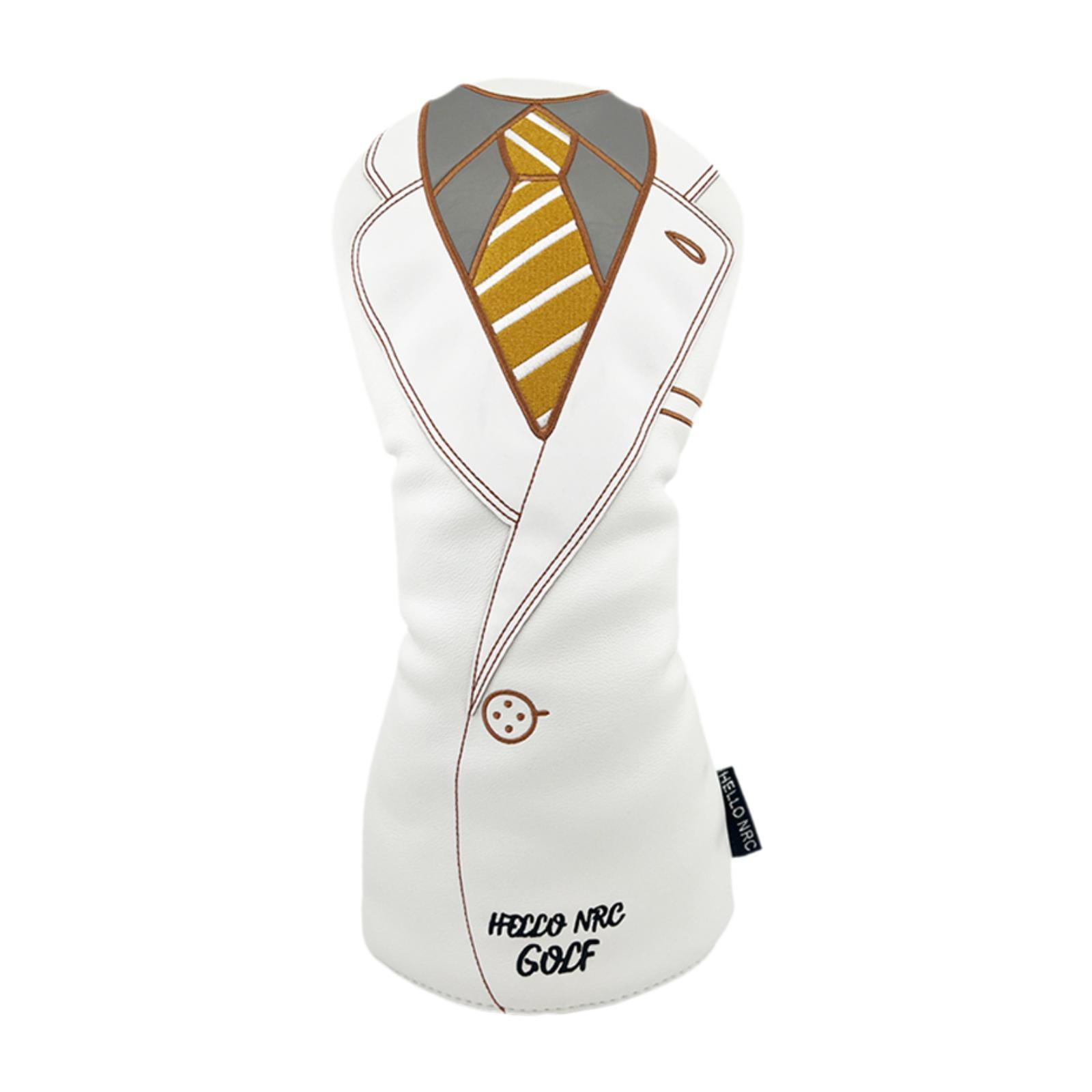 Ioensy - Cubierta De Madera Para La Cabeza De Golf, Traje De Cuello Largo Portátil, Cubierta Para La Cabeza De Golf Con Forma De Abrigo, Color Blanco Dr