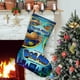 thumbnail image 1 of Hombre Perro Tema: Calcetines de Navidad, fino lino blanco para colgar en escaleras y chimenea, decoración navideña para el hogar, regalo de Navidad. 45cm × 32cm, 1 of 5