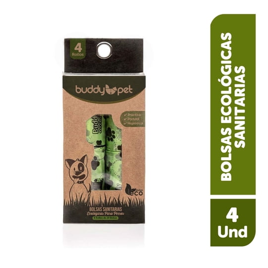 Pack 4 Bolsas Sanitarias Ecológicas 1 Un Buddy Pet