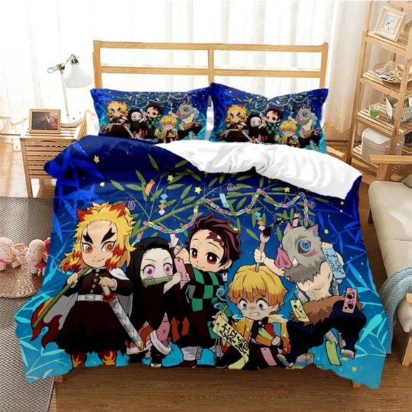 Hot Demon Slayer Bedding Set JapaneseBed Linen00x220 Teens Girls Full Duvet Cover Sets Bed Sheets
