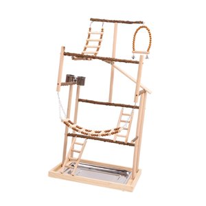 Ioensy - Gimnasio Para Pájaros, Percha De Madera Para Escalar, Parque Infantil Para Cacatúas, Agapornis, Periquitos Y Loros