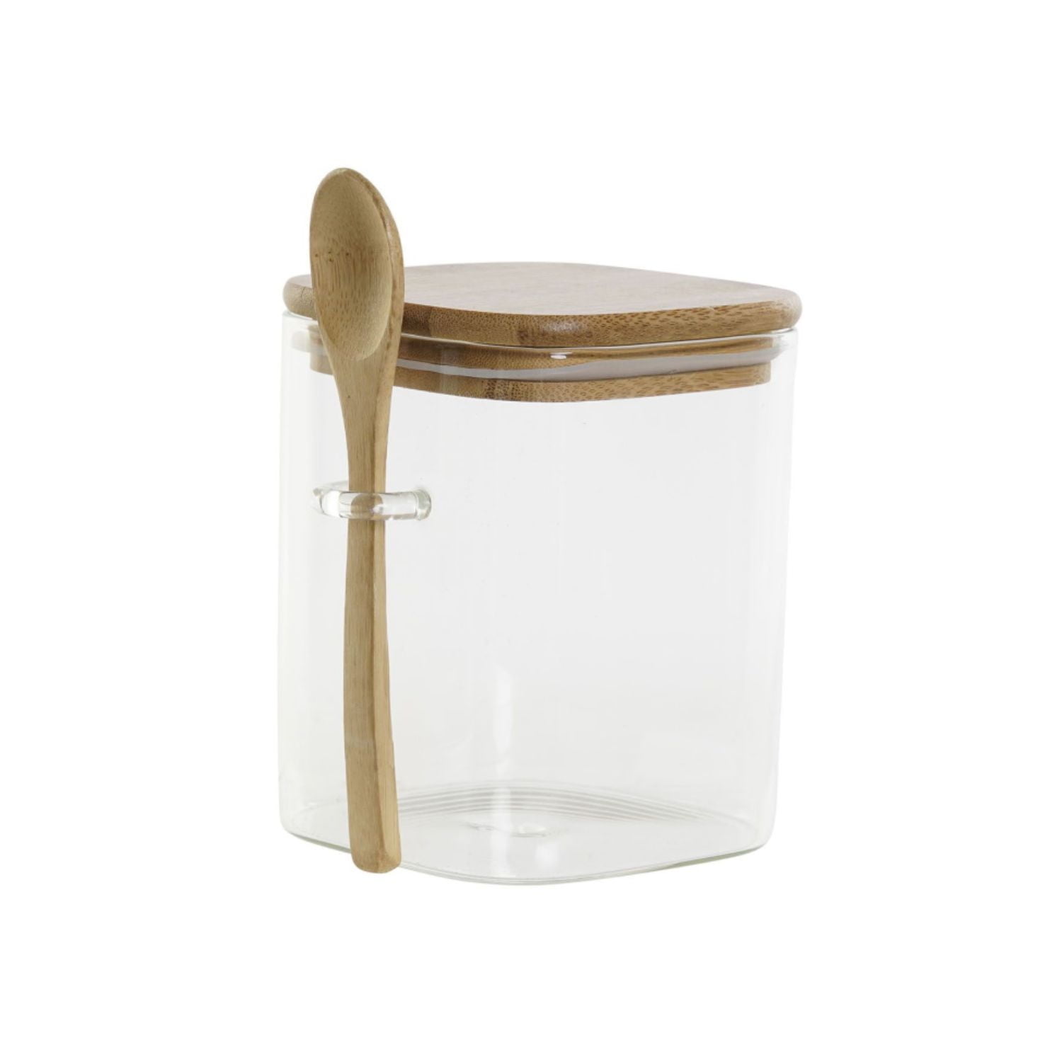 Disparo - Frasco Contenedor Hermetico 570ml Vidrio 10cm Cuadrado Cuchara