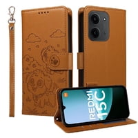 Funda Billetera Foxdock Compatible Con Xiaomi Poco C85, Diseño Perrito Tierno, Ranuras Para Tarjetas Y Soporte Plegable